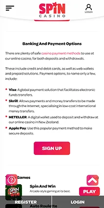 spin casino nz payment methods