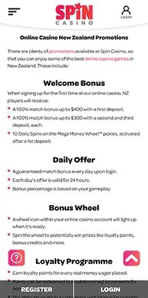 spin casino nz bonuses and promotions