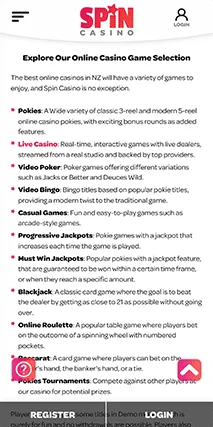 spin casino nz games